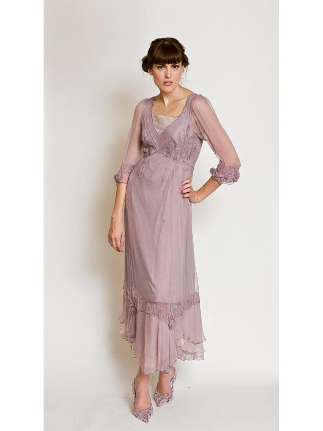 40004 Mauve Chiffon Rose Dress